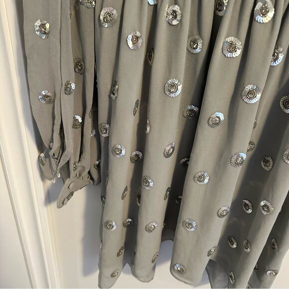 NWT REVOLVE Lovers + Friends Gray Sparkle Polka Dot Mini Dress Large - Picture 6 of 13